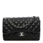 Lambskin Quilted Jumbo Double Flap Black