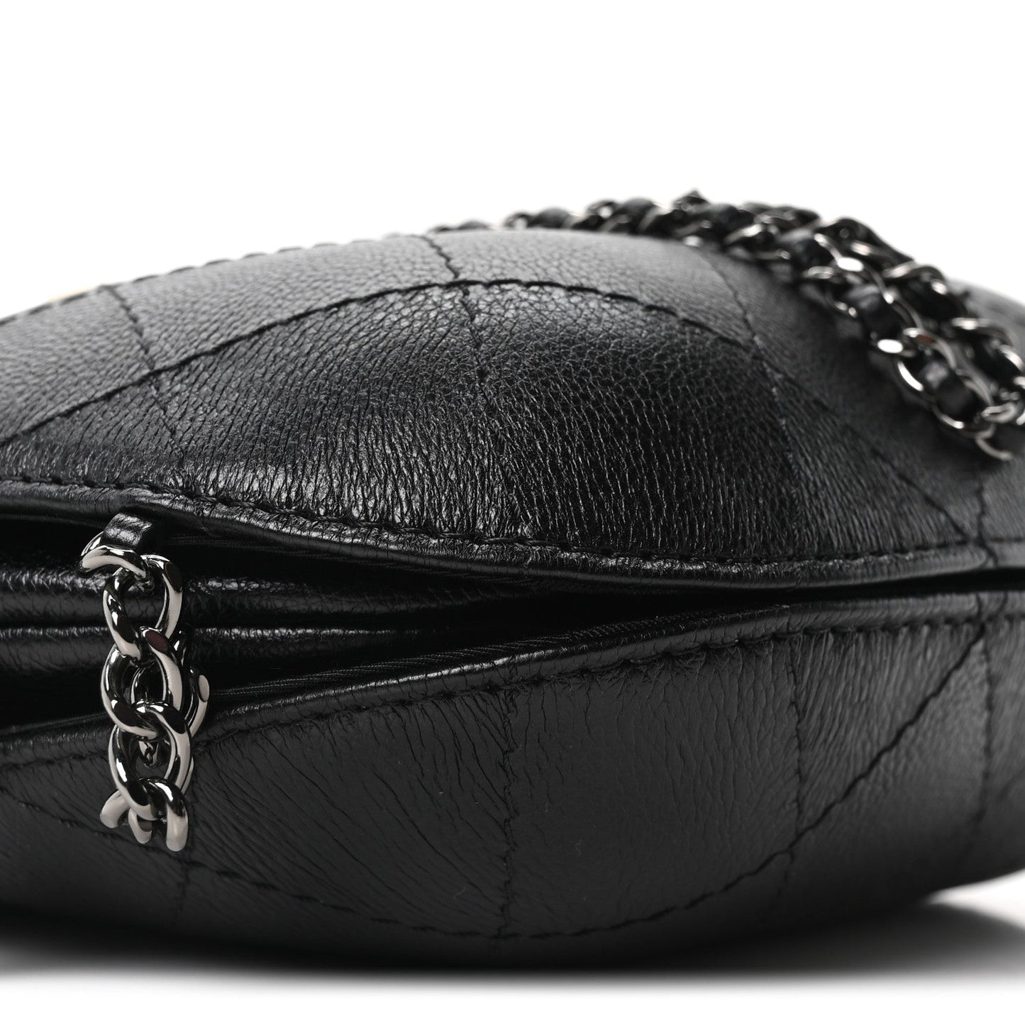 Aged Calfskin Quilted Small Gabrielle Bucket Black