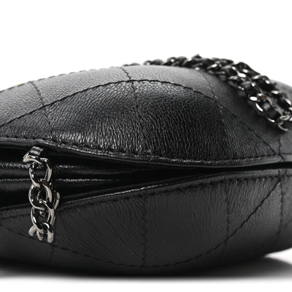 Aged Calfskin Quilted Small Gabrielle Bucket Black