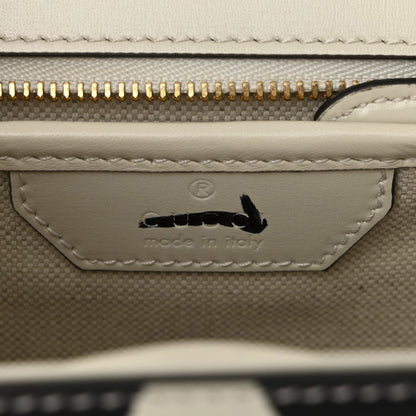 Calfskin Web Geometric Print Small Bamboo 1947 Top Handle Bag White Multi
