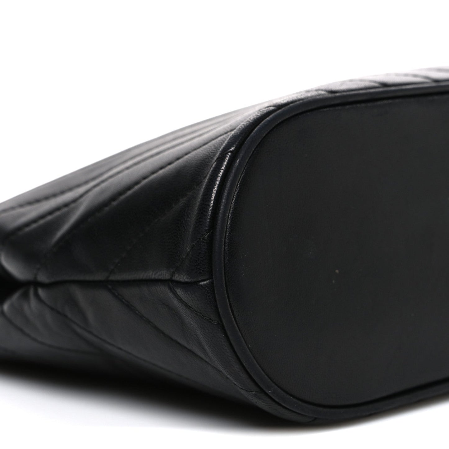 Lambskin Chevron Quilted Top Handle Tote Bag Black