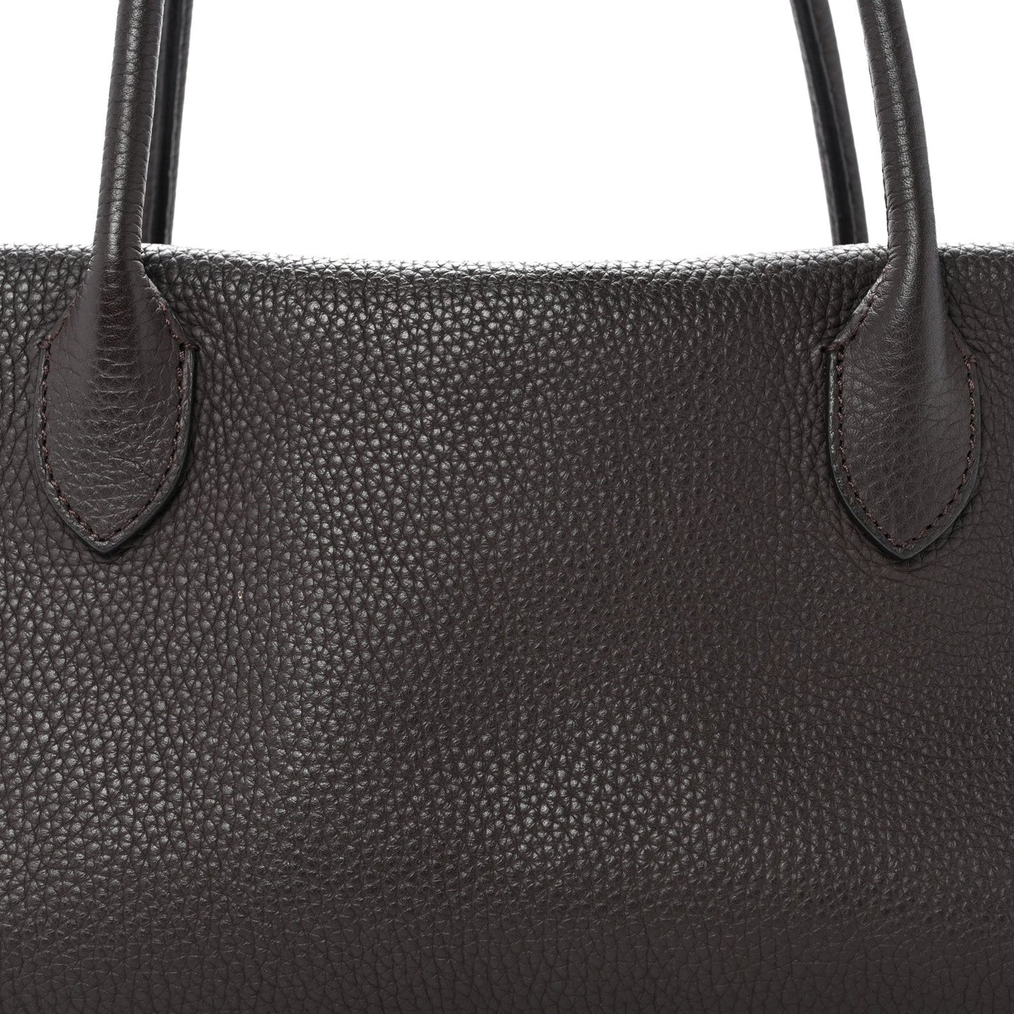 Grained Calfskin E/W Top Handle Bag Deep Brown