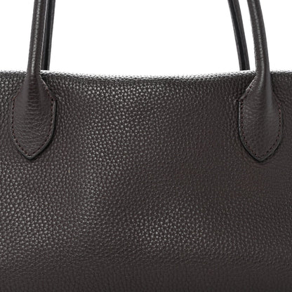 Grained Calfskin E/W Top Handle Bag Deep Brown