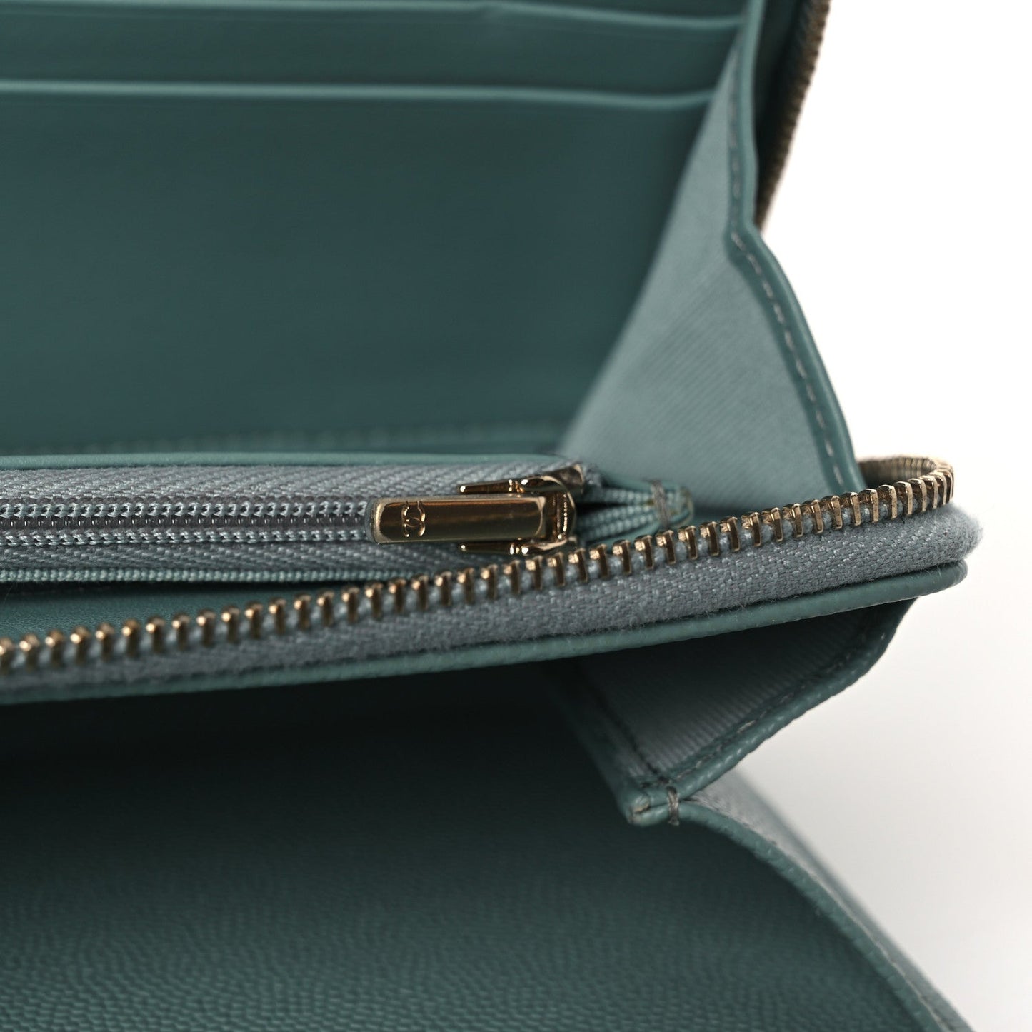 Caviar Quilted Phone Holder Wallet on Removable Chain Light Blue