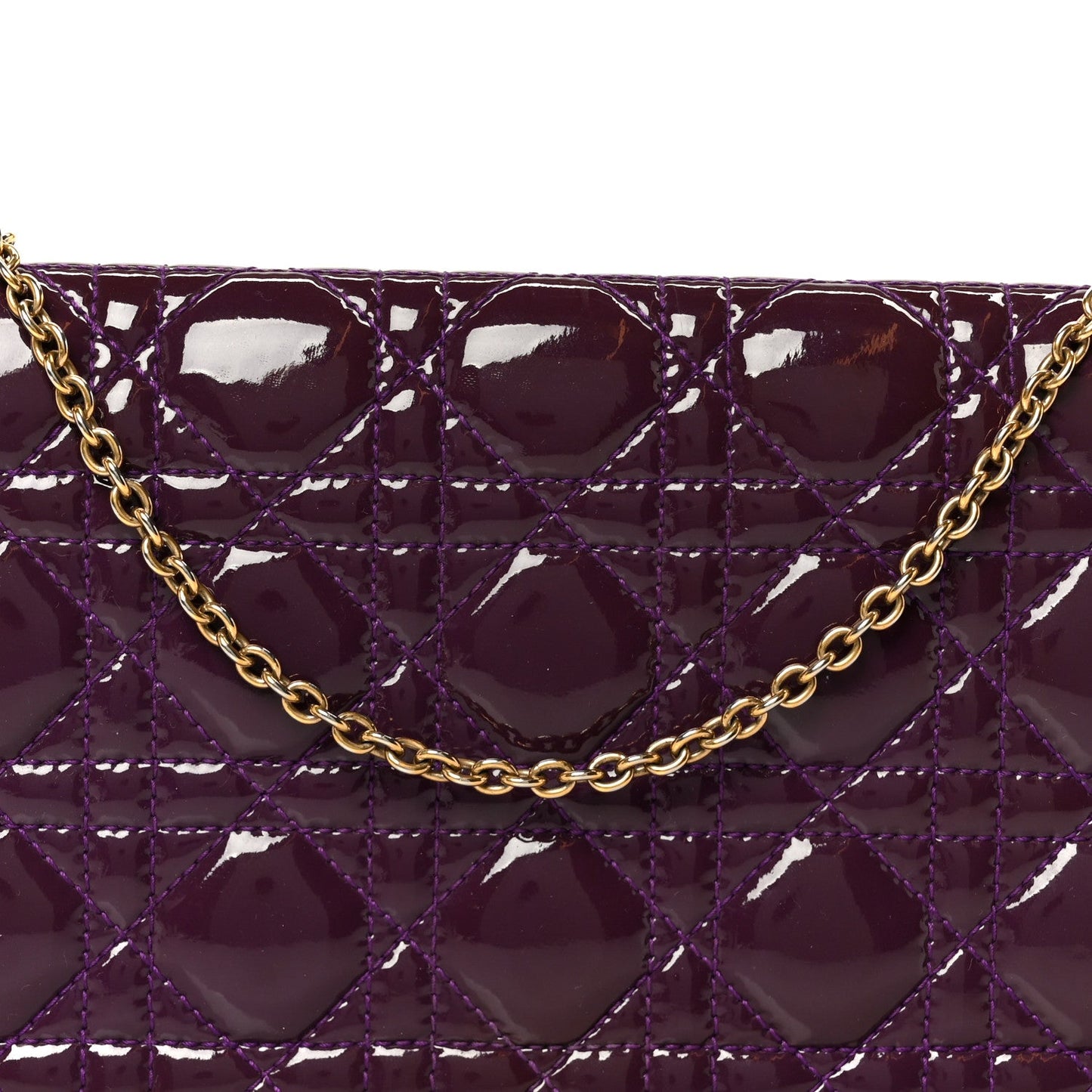 Patent Cannage Lady Dior Convertible Clutch Purple