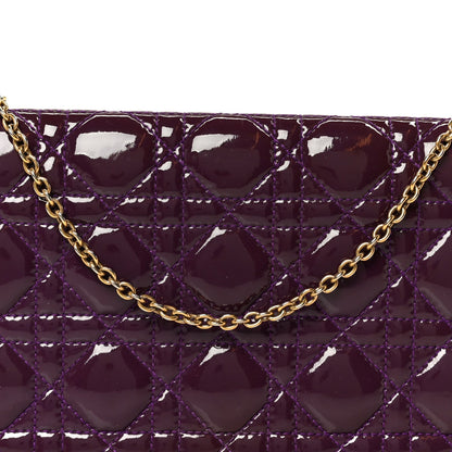 Patent Cannage Lady Dior Convertible Clutch Purple