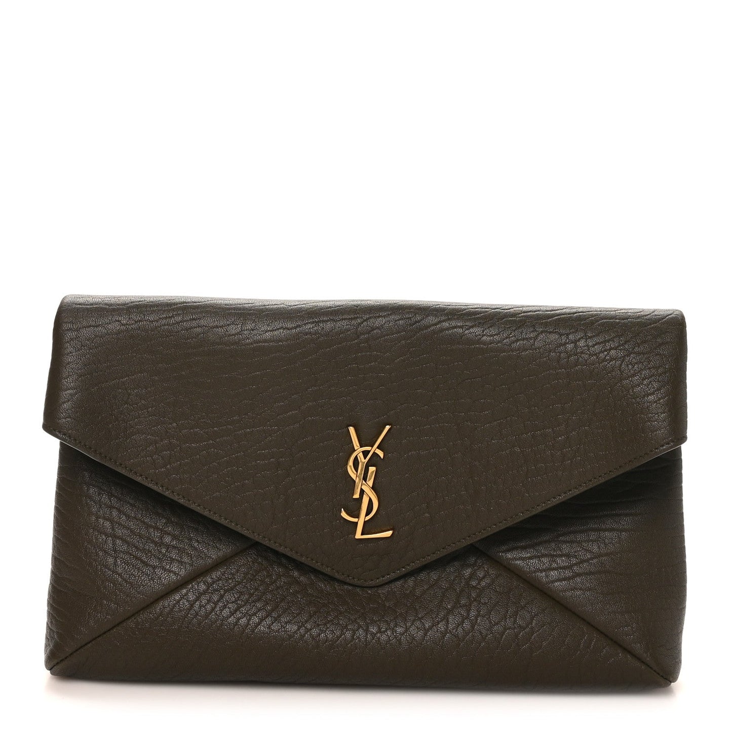 Grained Lambskin Large Cassandre Envelope Pouch Light Musk