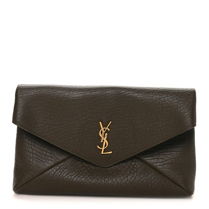 Grained Lambskin Large Cassandre Envelope Pouch Light Musk