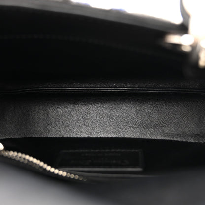 Satin Lambskin Embroidered Beaded Mini Lady Dior Black Multicolor