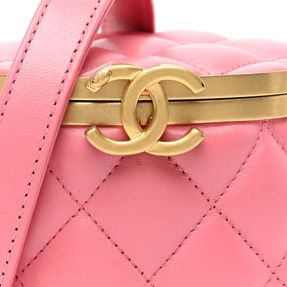 Lambskin Quilted Mini Crown Box Bag Pink