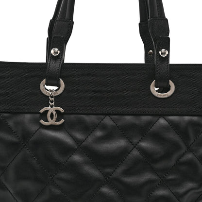 Coated Canvas Quilted Large Paris Biarritz Tote Black