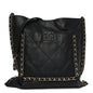Calfskin Quilted Chain Flat Tote Black