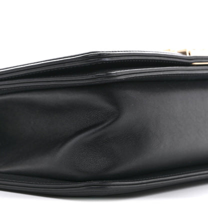 Calfskin Braided Medium Boy Flap Black