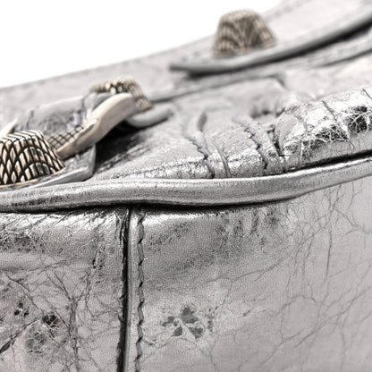 Metallic Agneau Arena Le Cagole Chain Shoulder Bag XS Silver