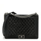 Patent Quilted Large Boy Flap Black