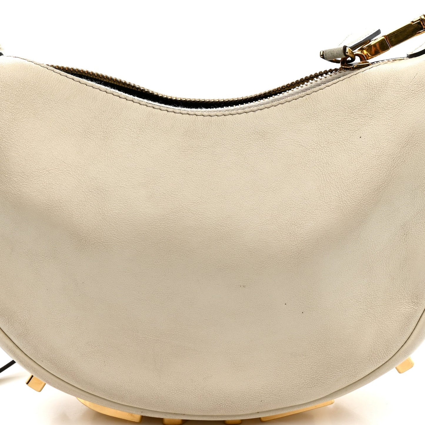 Vitello Grace Matte Mini Fendigraphy Hobo Bag White Ice
