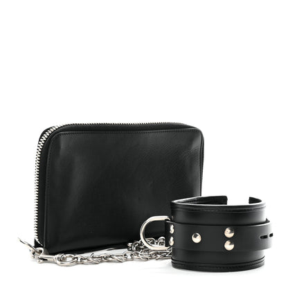 Calfskin Chain Cuff Wristlet Wallet Black