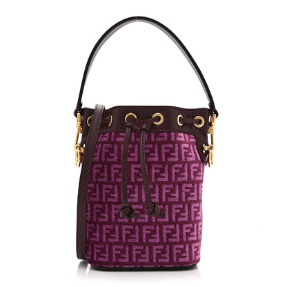 Chenille Vitello F is Fendi Micro FF Mini Mon Tresor Bucket Bag Rosso Roma