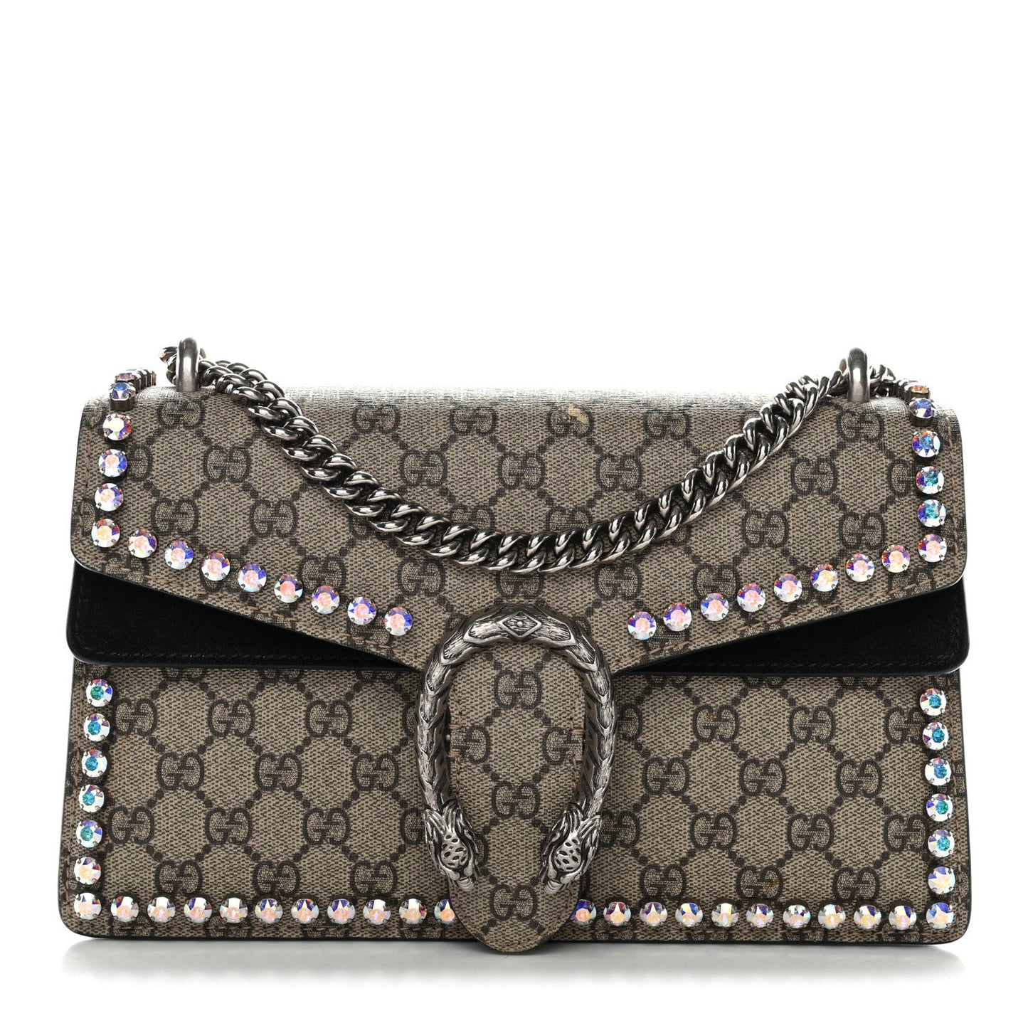 GG Supreme Monogram Crystal Small Dionysus Shoulder Bag Black
