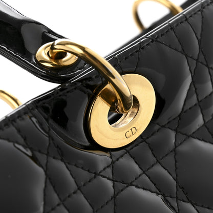 Patent Cannage Large Lady Dior Black