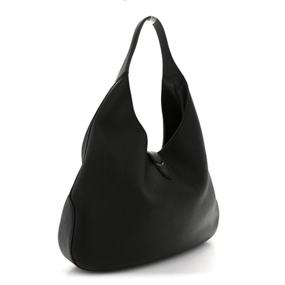 Soft Grained Calfskin Large Jackie Hobo Black
