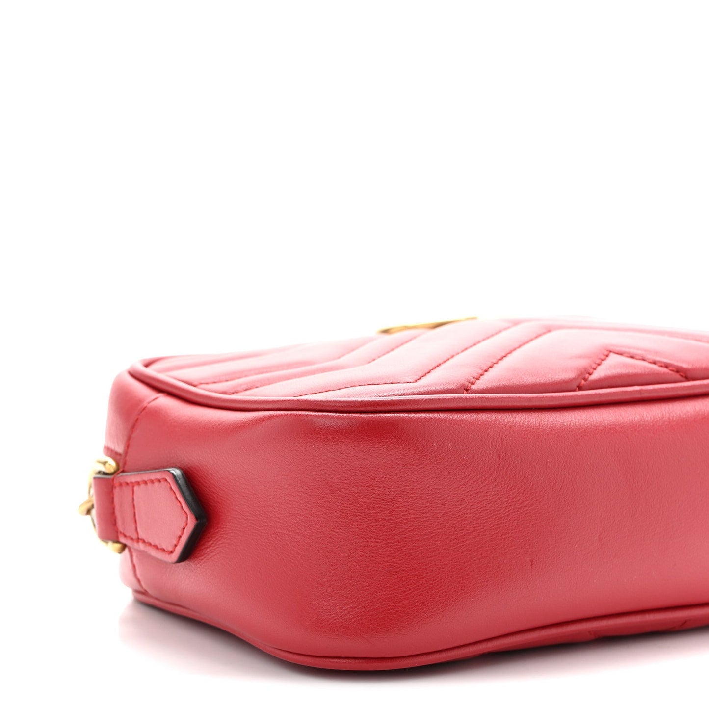 Calfskin Matelasse Mini GG Marmont Chain Shoulder Bag Hibiscus Red