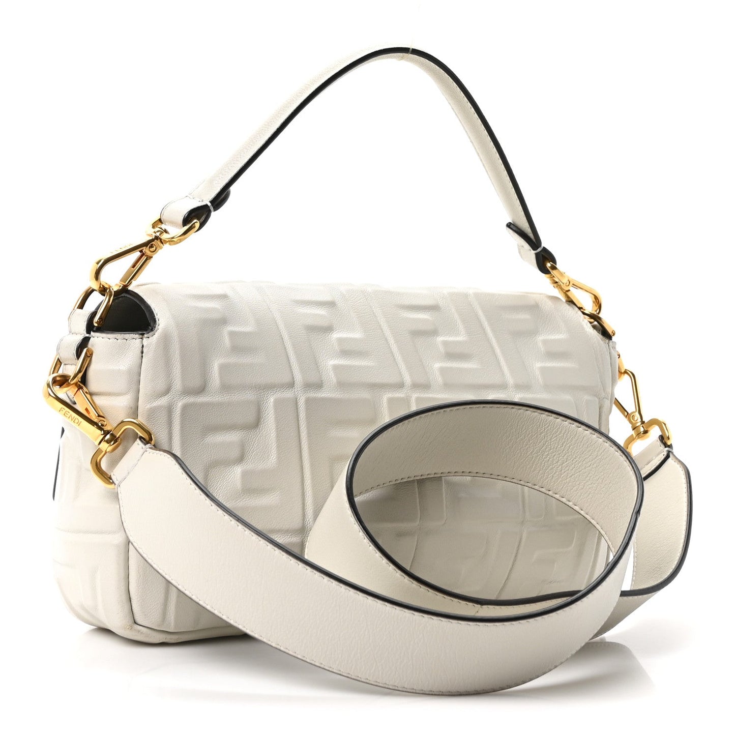 Nappa FF 1974 Embossed Baguette White