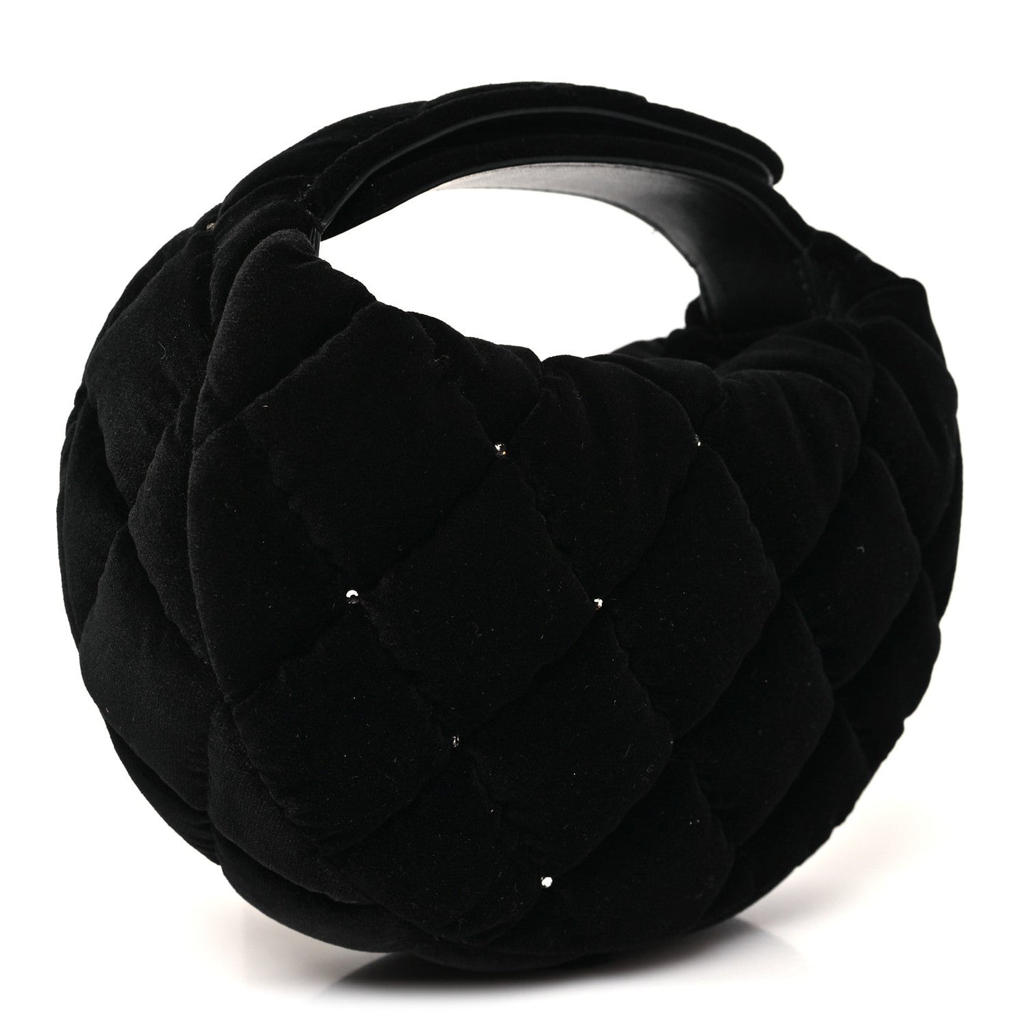 Velvet Diamanté Quilted Pocket Pouch Hobo Black