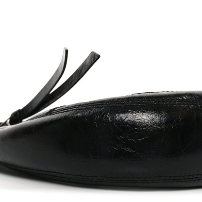 Crinkled Calfskin Crusier Crescent Bag Black