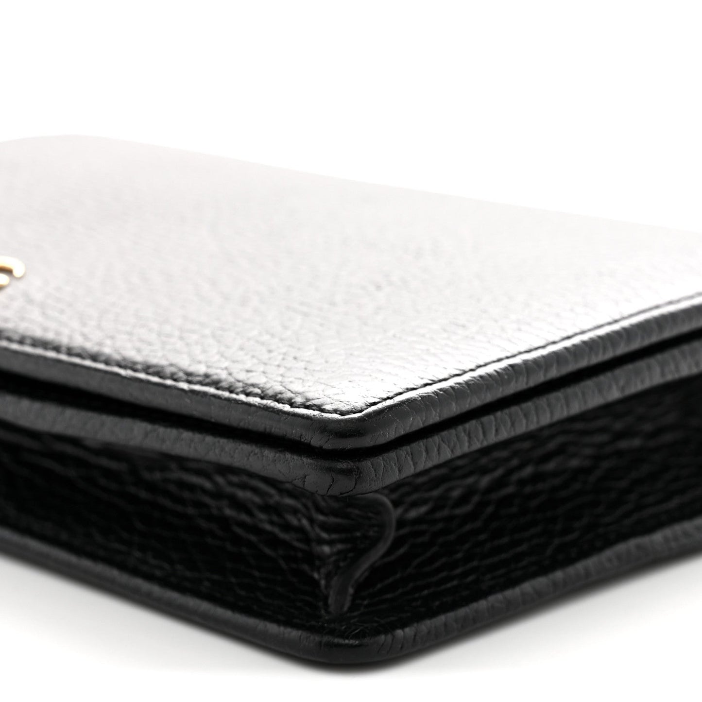 Calfskin Mini GG Marmont Chain Wallet Black