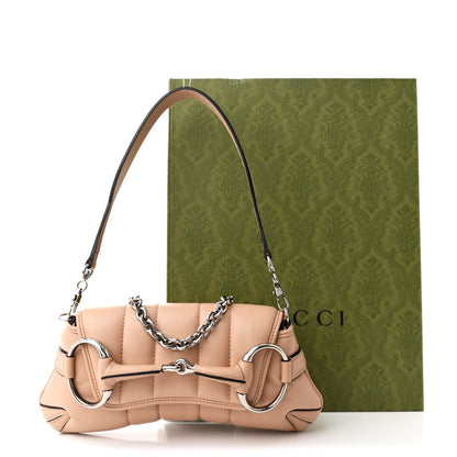 Nappa Vertical Matelasse Small Maxi Horsebit Chain Shoulder Bag Beige