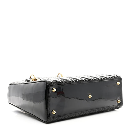 Patent Cannage Large Lady Dior Black
