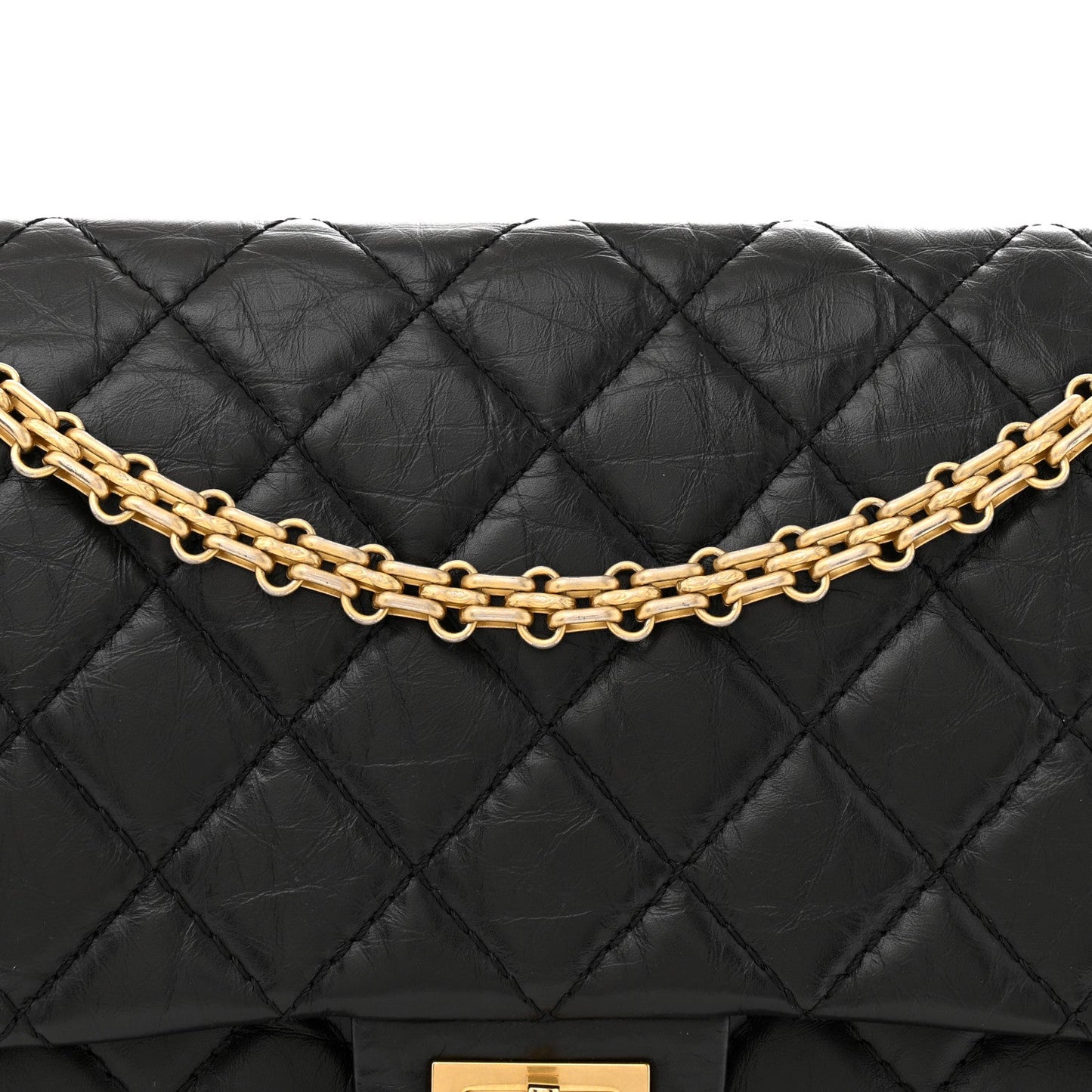 Aged Calfskin Quilted 2.55 Reissue 226 Flap Black