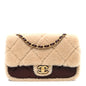 Shearling Lambskin Quilted Furry Coco Flap Beige Dark Brown