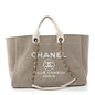 Mixed Fibers Calfskin Medium Deauville Tote Beige White