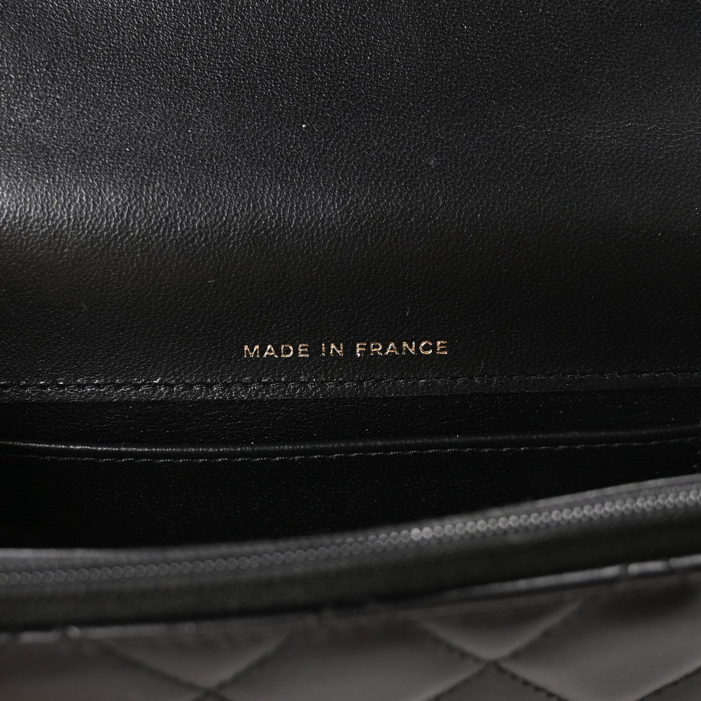 Lambskin Quilted Flap Phone Holder With Chain Black