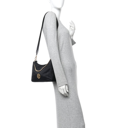 Nylon Tribute Chain Crossbody Shoulder Bag Black