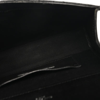 Grain De Poudre Textured Mixed Matelasse Triquilt Small Monogram Satchel Black