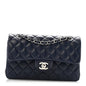 Lambskin Quilted Small Double Flap Blue
