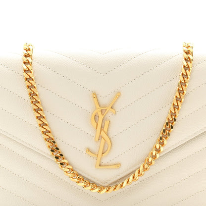 Grain De Poudre Matelasse Chevron Monogram Chain Wallet Crema Soft