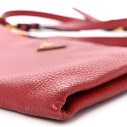 Vitello Daino Zippered Crossbody Bag Rosso