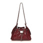 Shiny Crumpled Calfskin Quilted Mini Chanel 25 Handbag Dark Burgundy