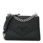 Saffiano Cuir Calfskin Monochrome Envelope Flap Chain Shoulder Bag Black