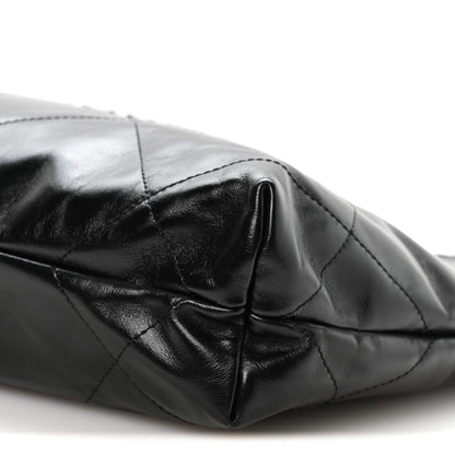 Shiny Calfskin Quilted Small Chanel 22 So Black