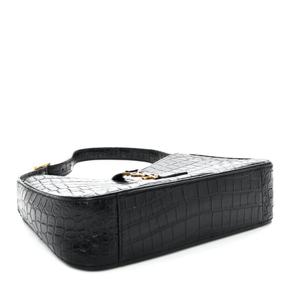 Calfskin Crocodile Embossed Le 5 A 7 Hobo Black