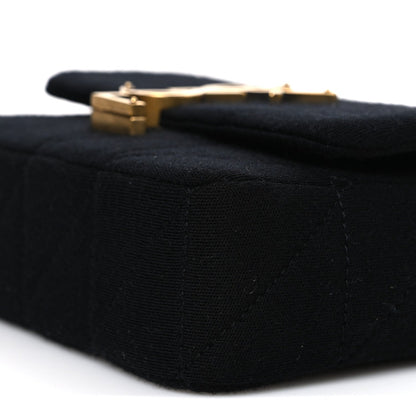 Jersey Wool Patchwork Monogram Mini Jamie Baguette Black
