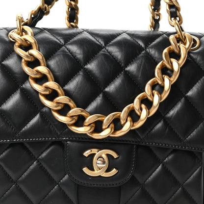 Aged Calfskin Quilted Double You Backpack Black