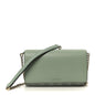 GG Supreme Monogram Textured Calfskin Emblem Wallet On Chain Sage Green