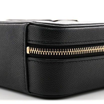 Caviar Quilted CC Filigree Vanity Clutch With Chain Black