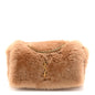 Shearling Calfskin Small Reversible Monogram Kate Satchel Ecru Dark Brown